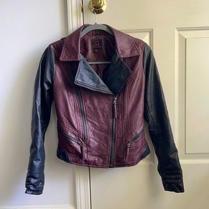 Dual colored faux leather jacket